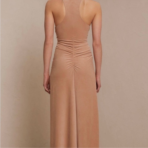 A.L.C. Women's Beige Sand Suede Inez Mock-Neck Midi Dress - Picture 2 of 6